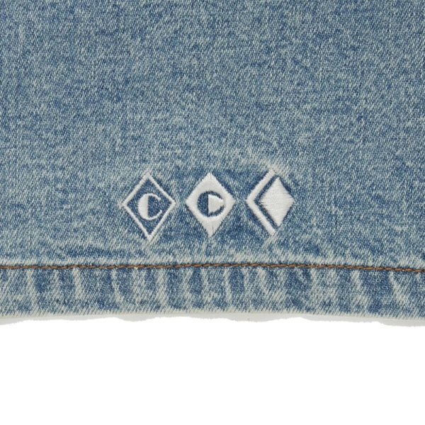 CITY COUNTRY CITY Embroidered Logo Washed Denim Easy Shorts 8oz -light blue