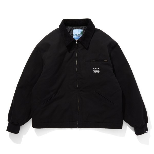 CITY COUNTRY CITY canvas zip up jacket -black