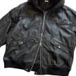 OLDPARK hooded flight jacket leather