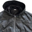 OLDPARK hooded flight jacket leather