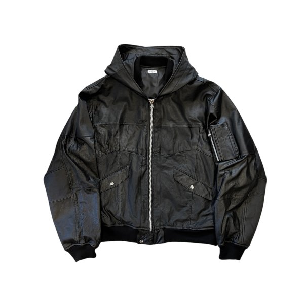 OLDPARK hooded flight jacket leather