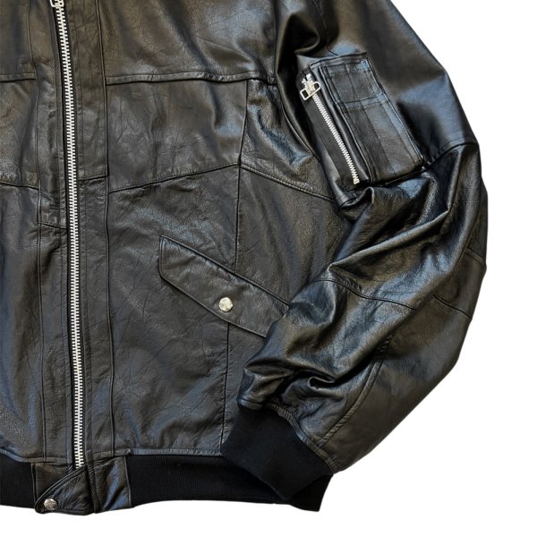 OLDPARK hooded flight jacket leather