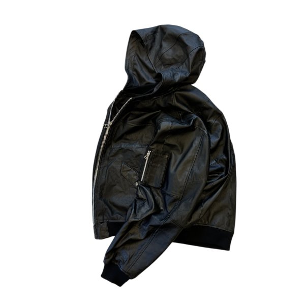 OLDPARK hooded flight jacket leather